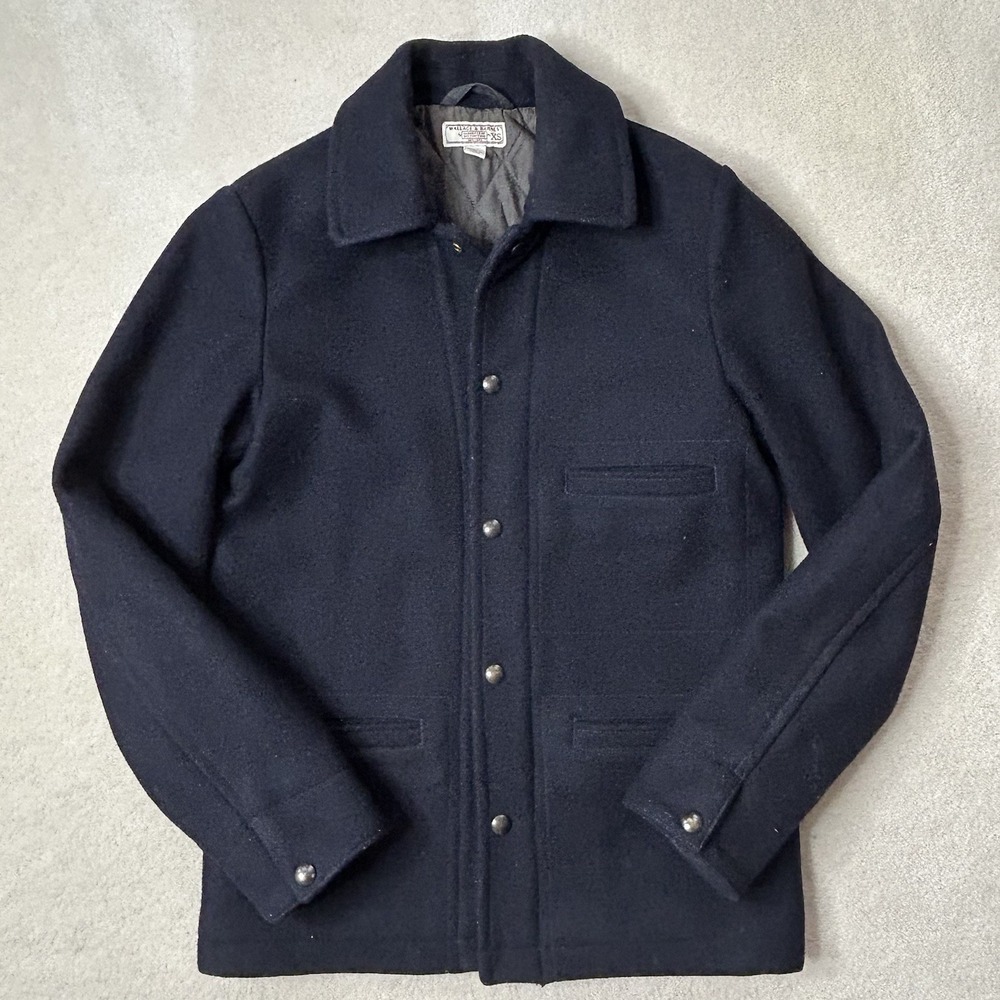 Wallace & Barnes Wool Chore Barn Coat XSmall Black Skiff Jacket Snap Thinsulate
